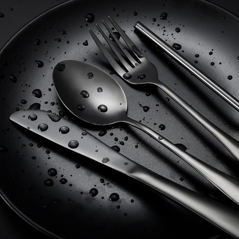 Boulder Bee | Travel Utensils Set | Reusable Camping Cutlery Set | Stainless Steel Flatware Set | Portable Silverware Set with Case | Includes Knife/Fork/Spoon/Straw/Cleaning Cloth/Case (Black) - Image 5